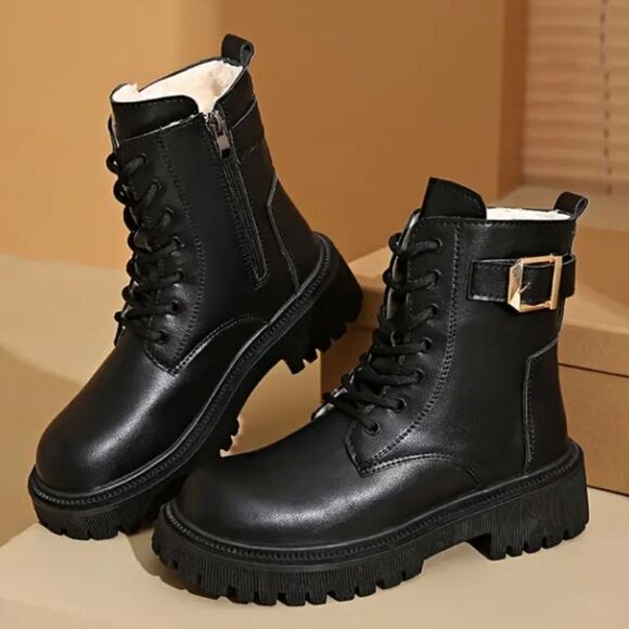Ladies warm combat boots sz 8 - Picture 1 of 10